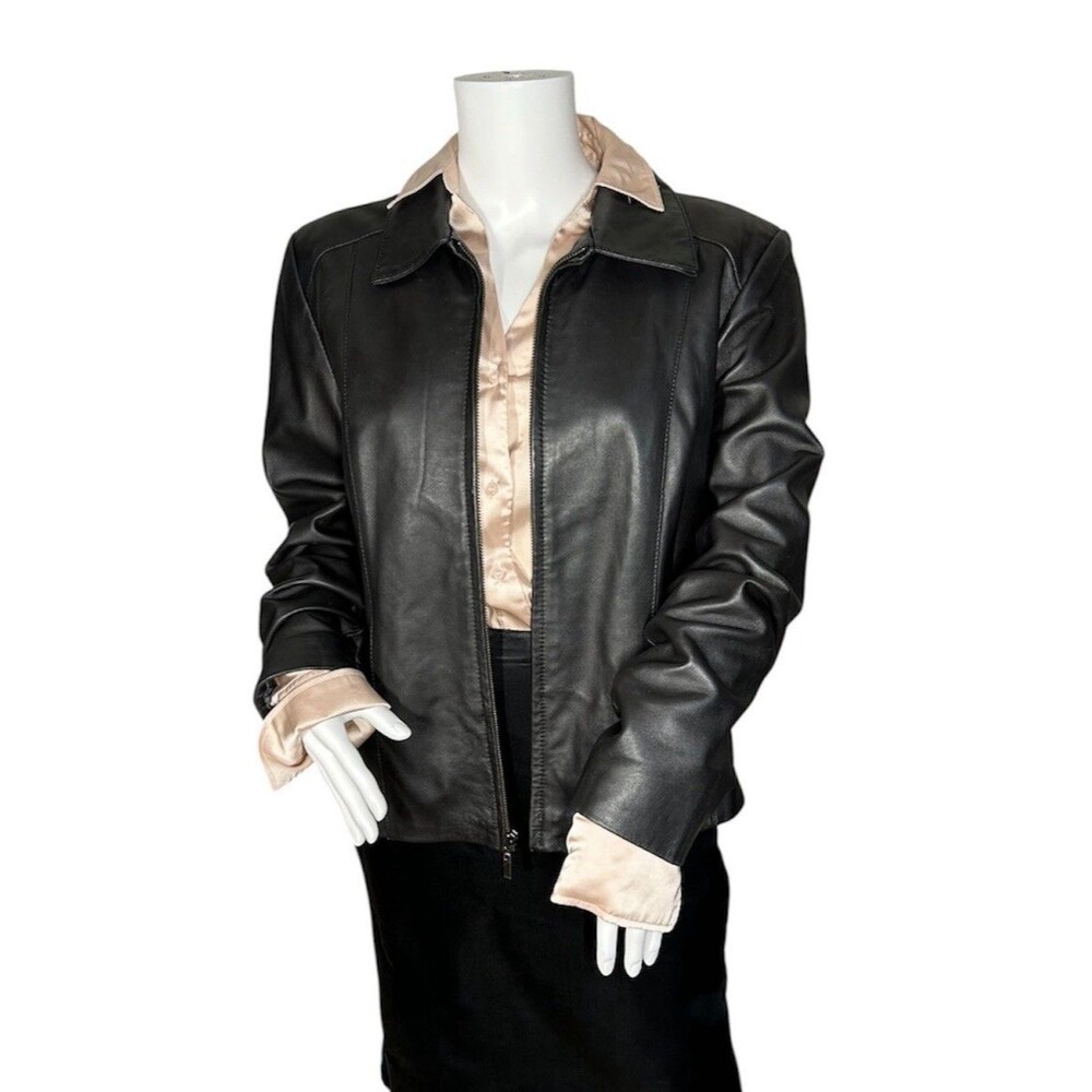 Sonoma Life Style Women’s Lambskin Leather Jacket Size M Medium Zip EUC!!!